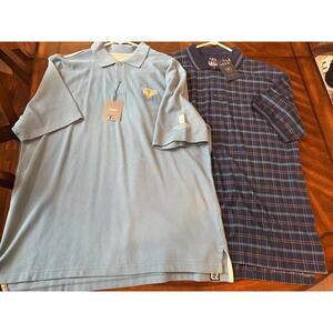 Lot of 2 Vintage Ashworth Mens Woodcreek Golf Club Polo L Blue Mayor's Cup NWT